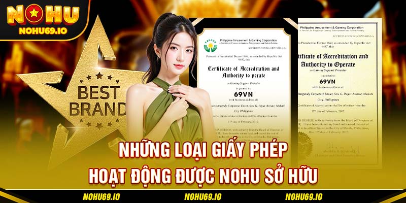 Những loại giấy phép hoạt động được NOHU sở hữu Những loại giấy phép hoạt động được NOHU sở hữu